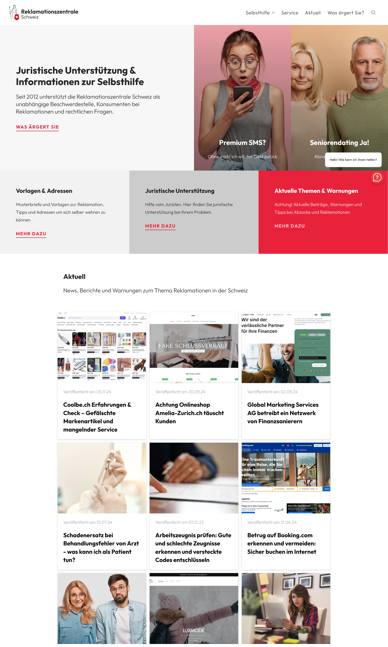 Reklamationszentrale Schweiz website preview